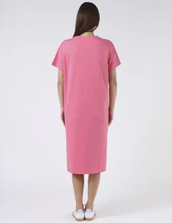 Maxie T-Shirt Dress - Pink with Red Stripe Heart