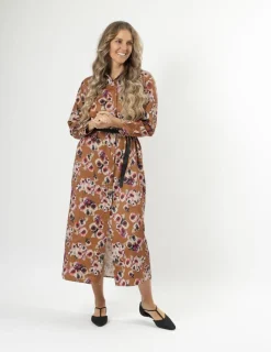 Maya Dress - Blurred Blooms Rust