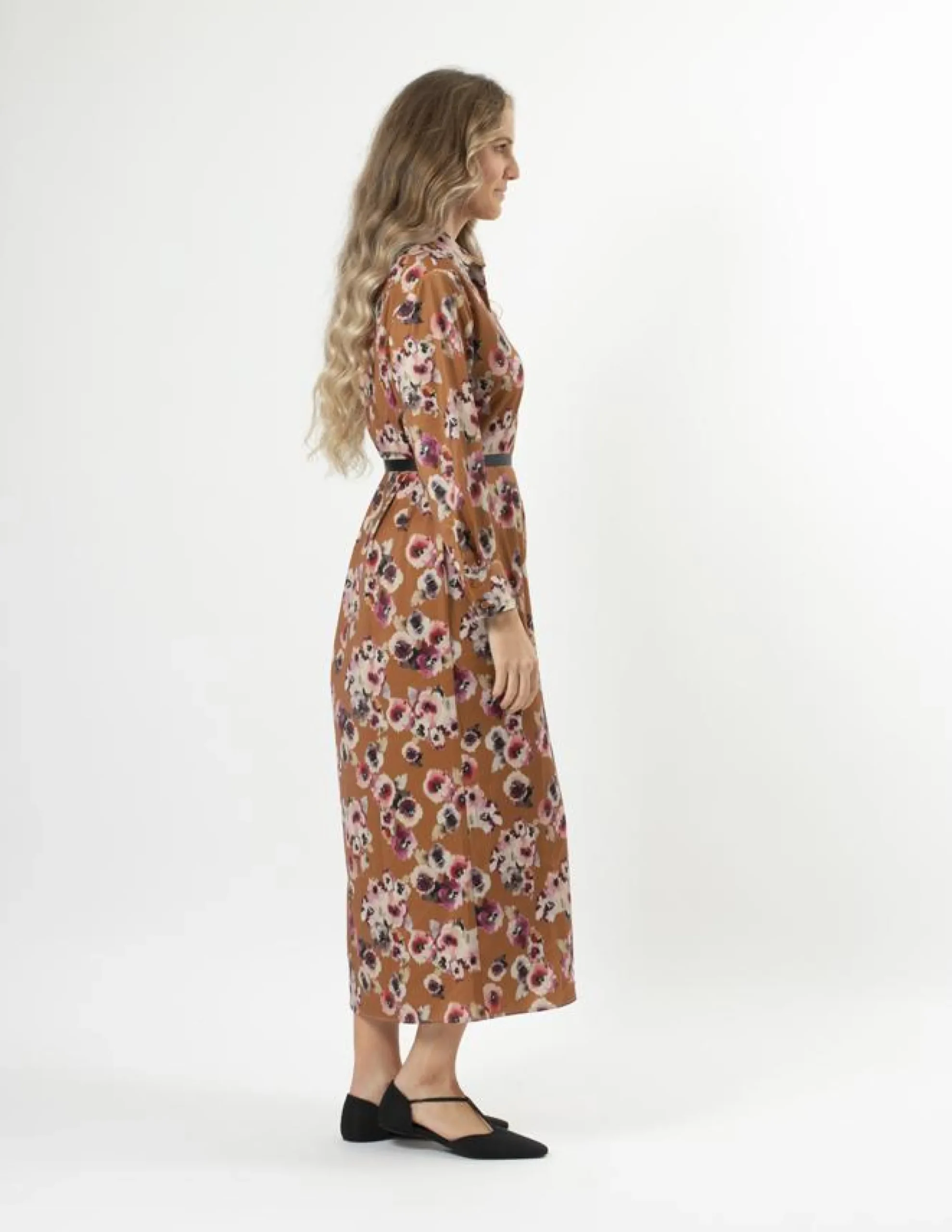 Maya Dress - Blurred Blooms Rust