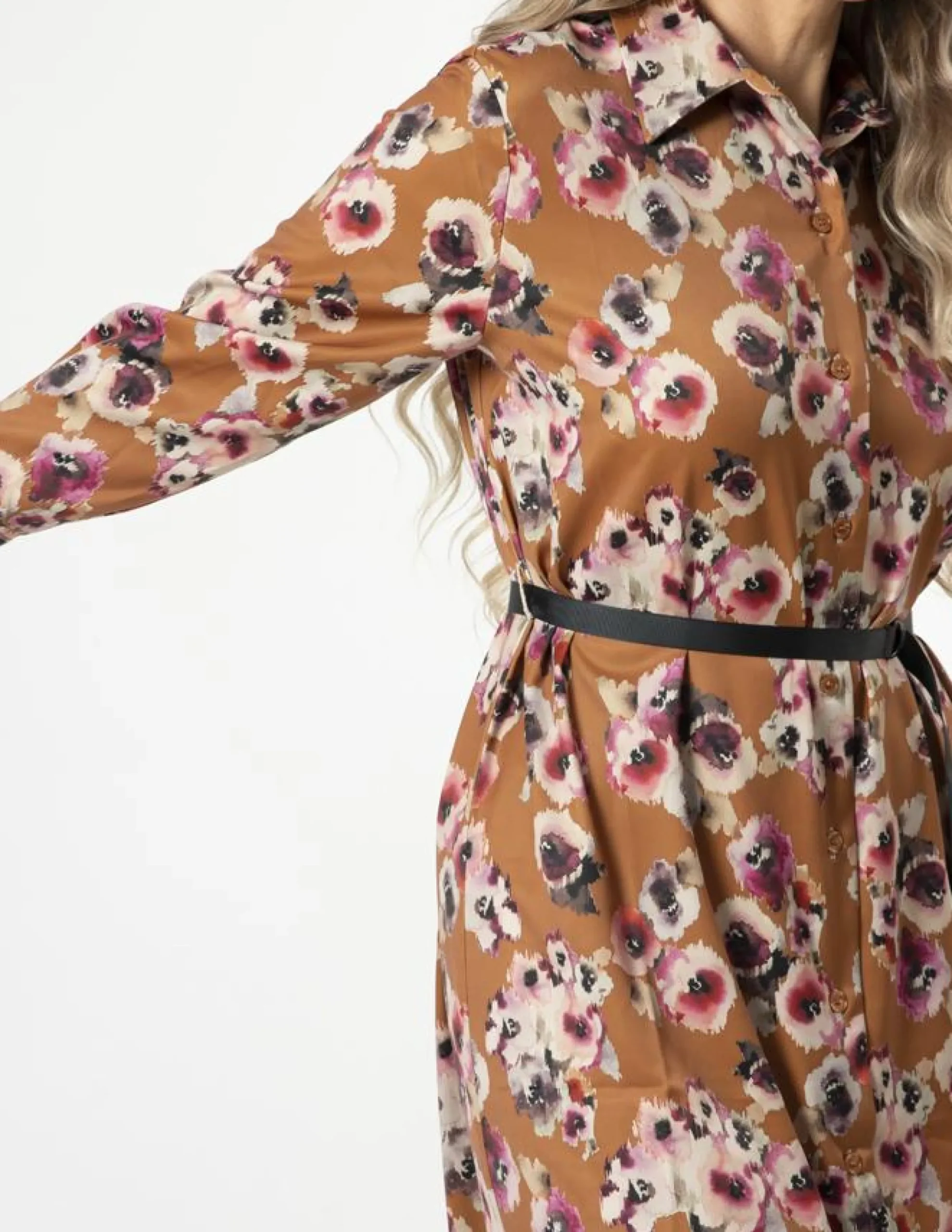 Maya Dress - Blurred Blooms Rust