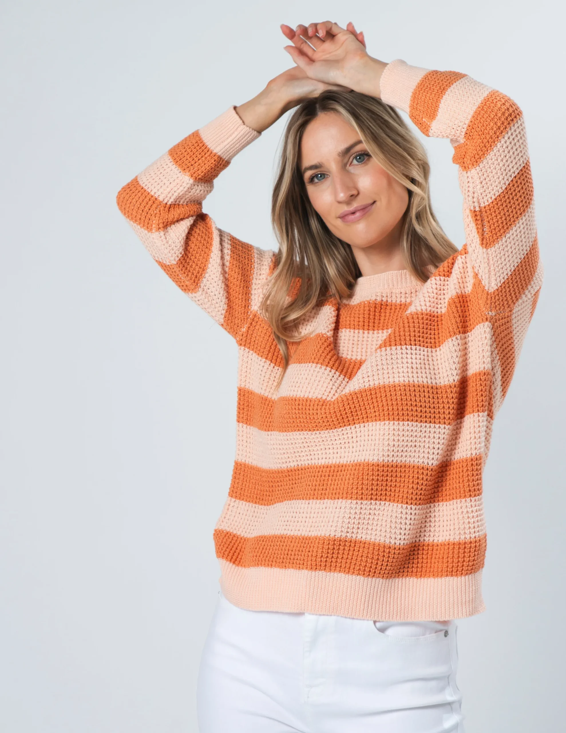 Melinda Jumper - Summer Apricot Stripe