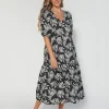 Miyuki Dress - Black Palm