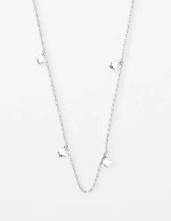 Necklace Chain Solid Flowers - Silver
