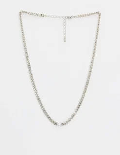 Necklace Chain W/Crystal Silver