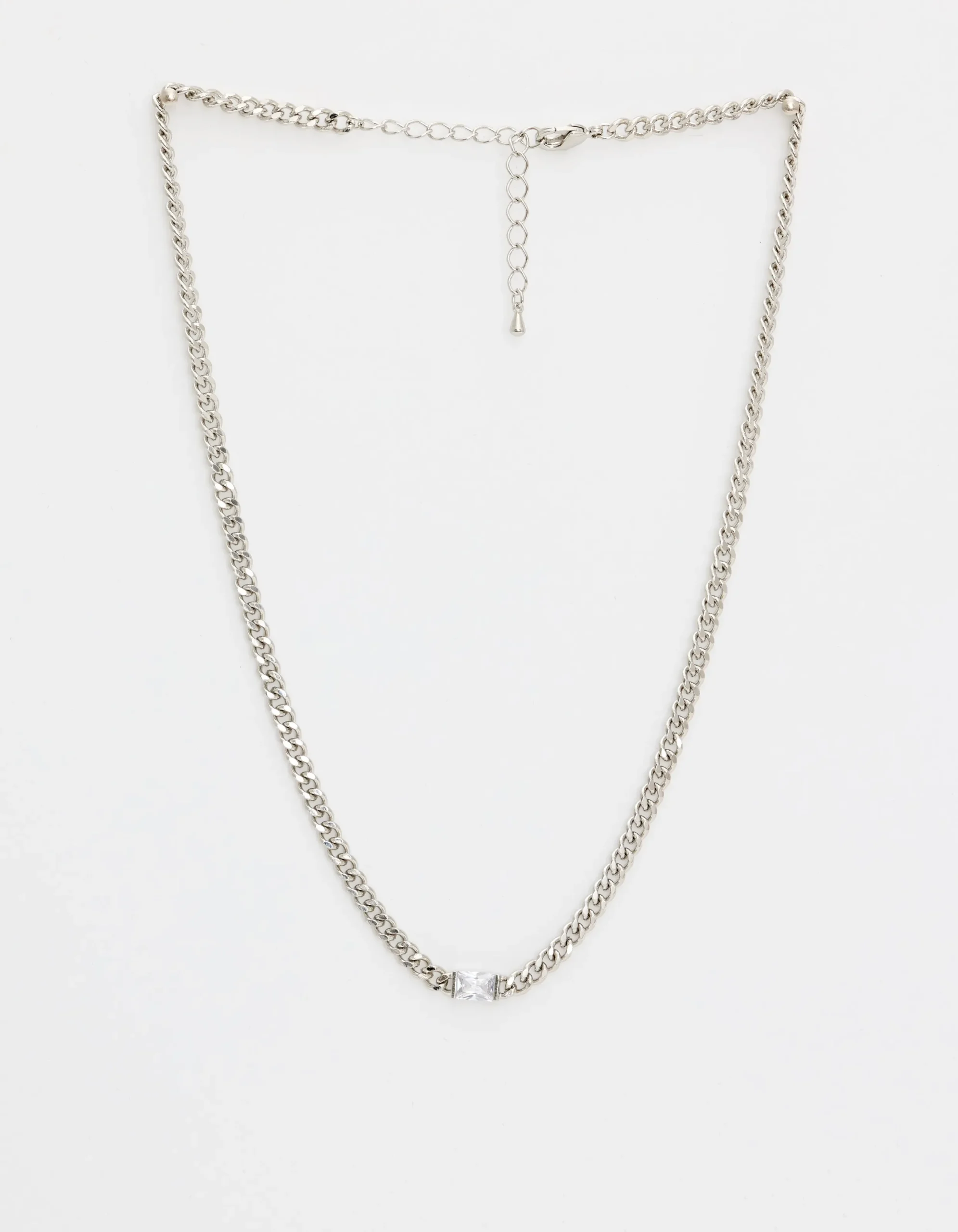 Necklace Chain W/Crystal Silver