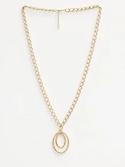 Necklace Gold Double Oval Pendant