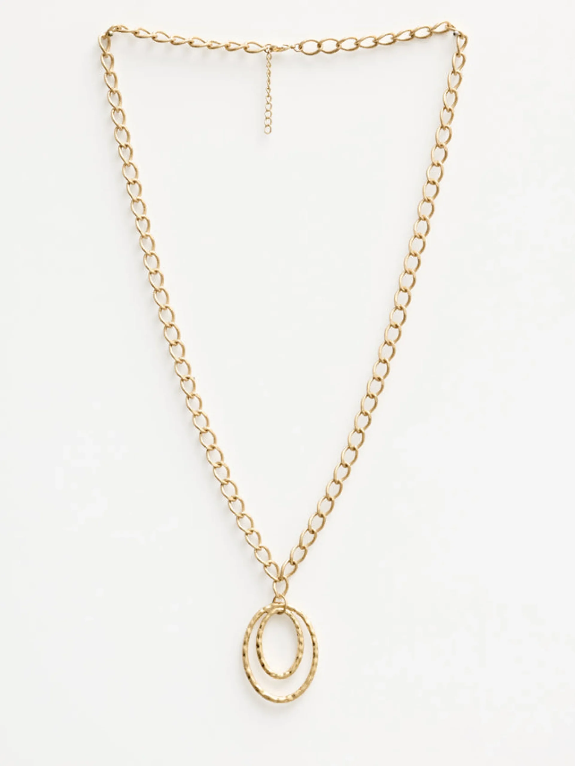 Necklace Gold Double Oval Pendant