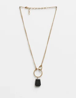 Necklace Gold W/Black Onyx Pendant