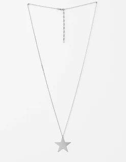 Necklace Long Silver Chain W/Star