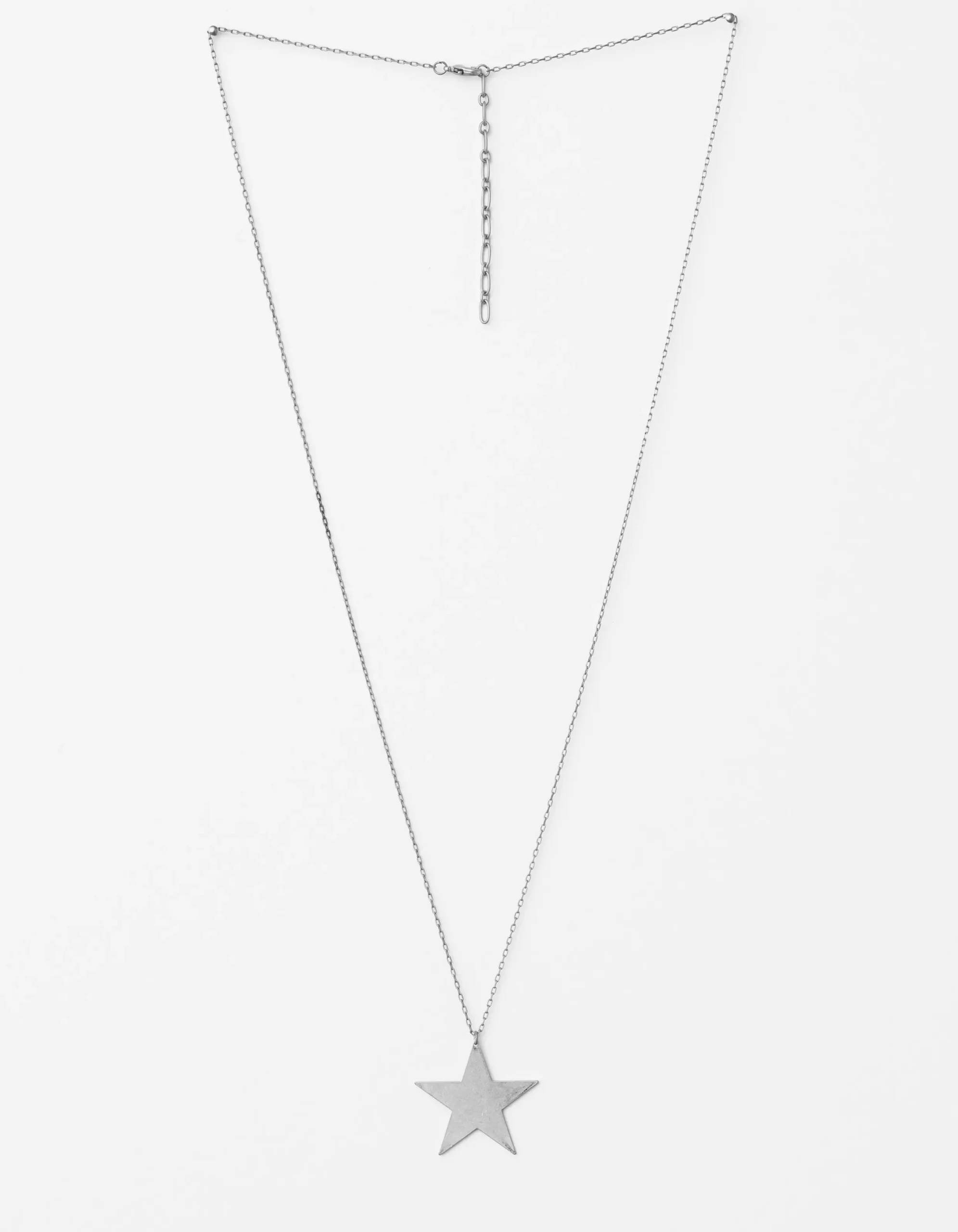 Necklace Long Silver Chain W/Star