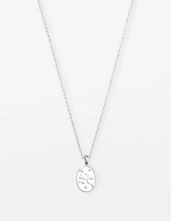 Necklace Medallion Ribbon Bow - Silver