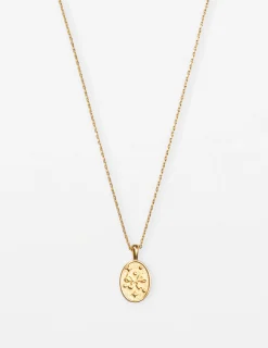 Necklace Medallion Ribbon Bow - Gold