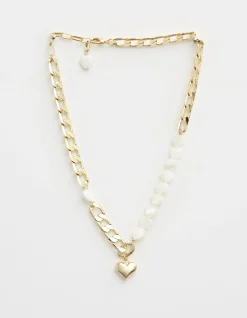 Necklace Mop Hearts/Gold Chain