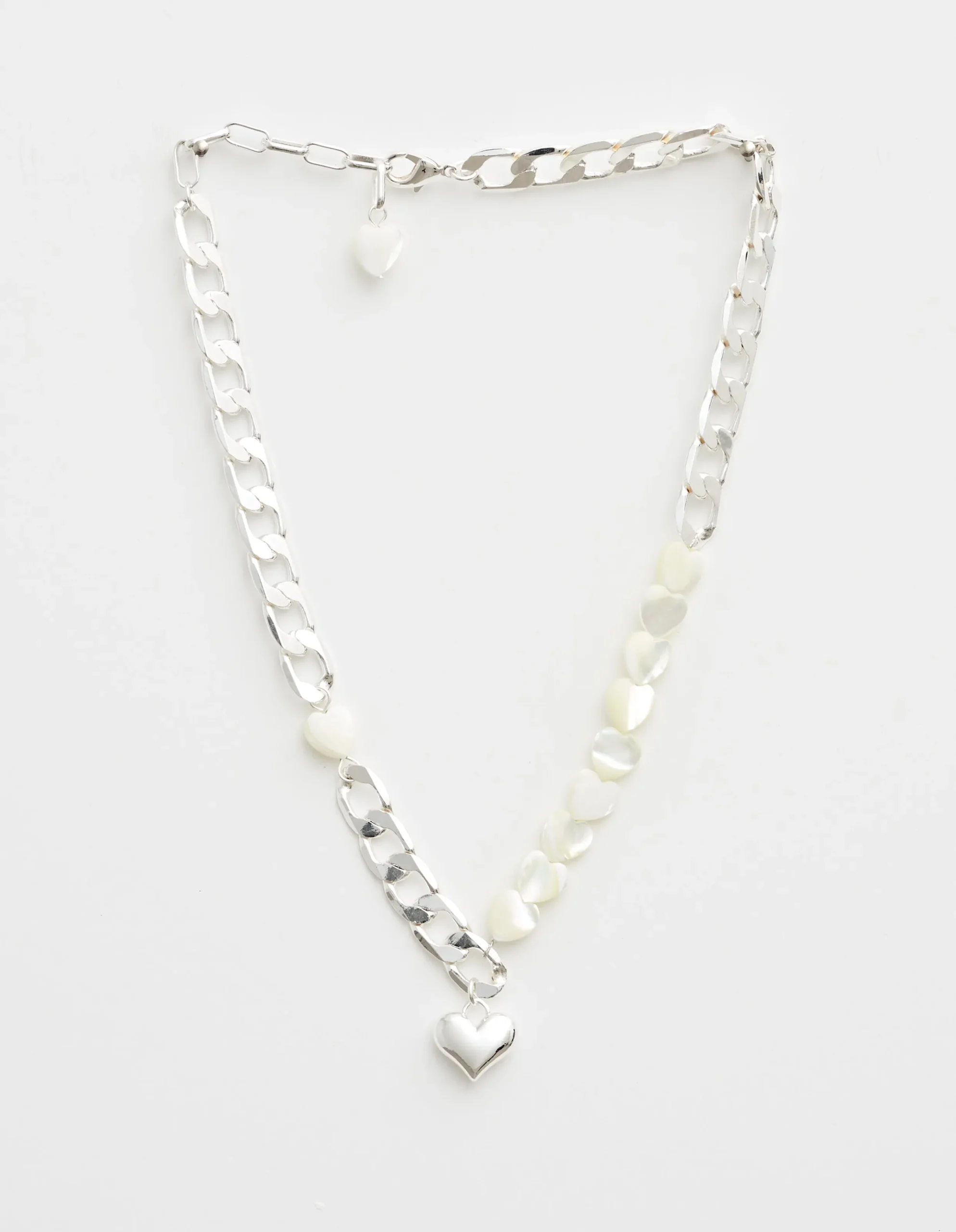 Necklace Mop Hearts/Silver Chain