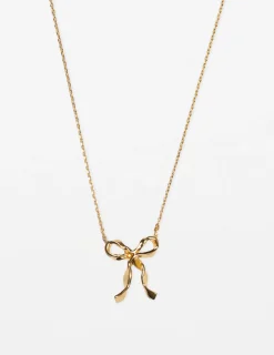 Necklace Ribbon Bow - Gold