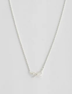 Necklace Rope Bow - Silver