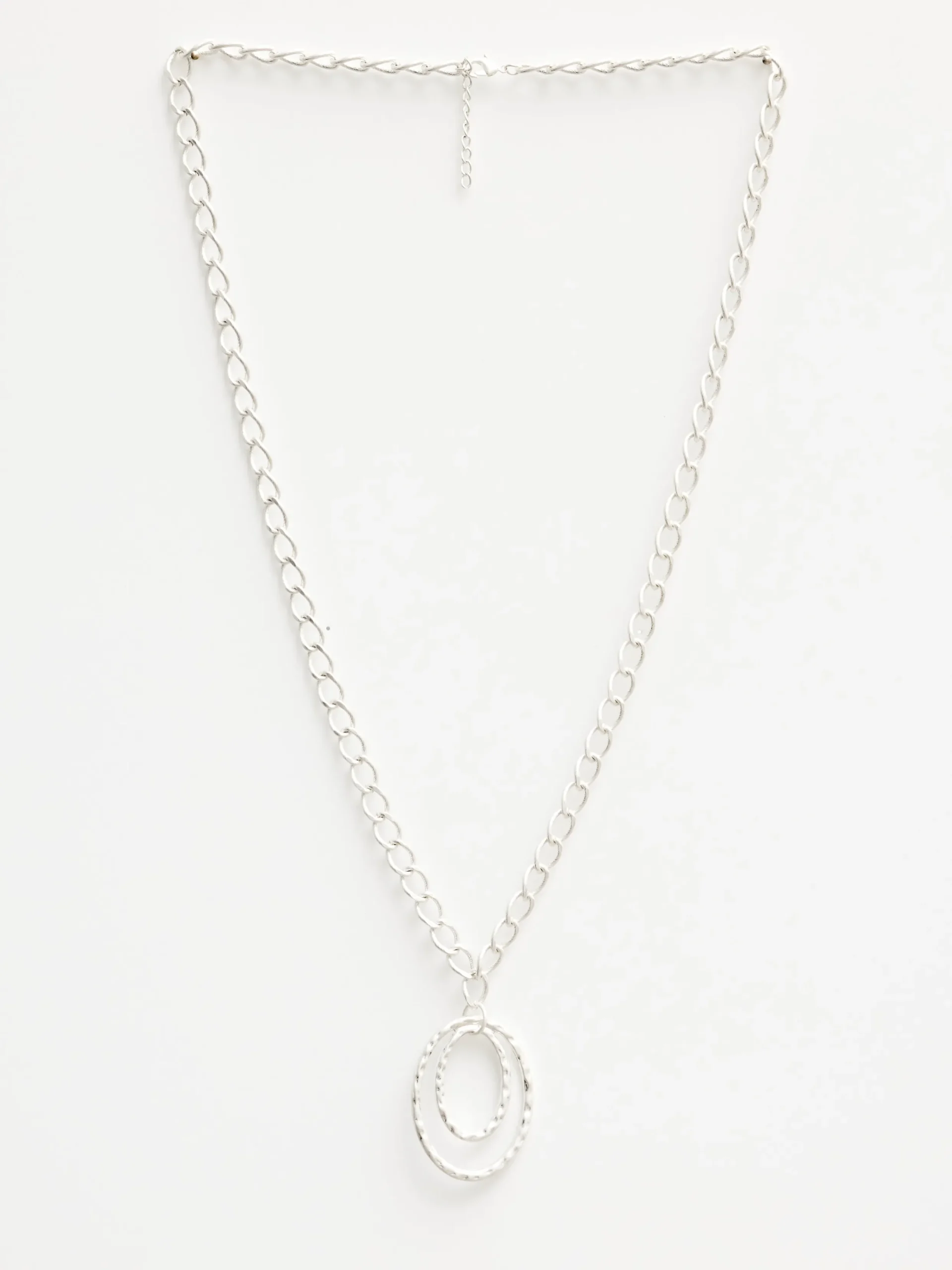 Necklace Silver Double Oval Pendant