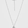 Necklace Silver Rect Locket W/Star