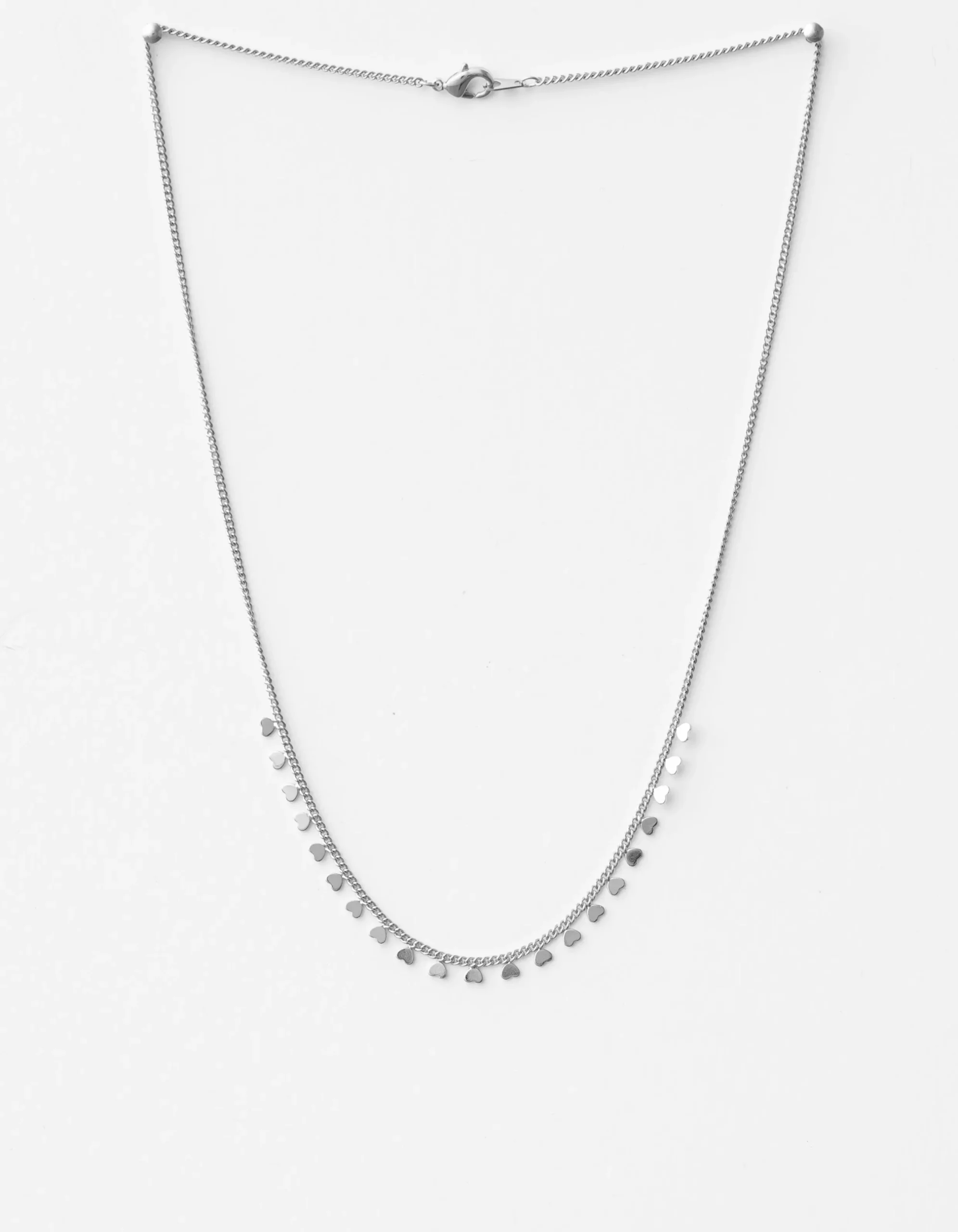 Necklace String of Hearts Silver