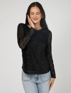 Odessa Sequin Top - Black