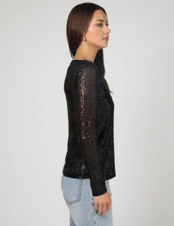 Odessa Sequin Top - Black
