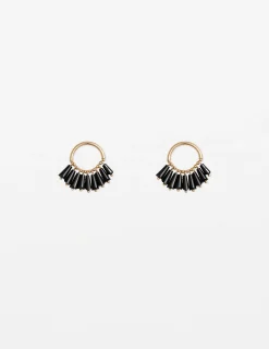 Onyx Beaded Hoop Earrings