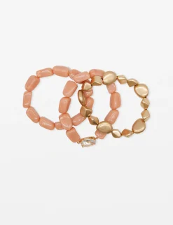 Peach & Gold Multi Beads Bracelet