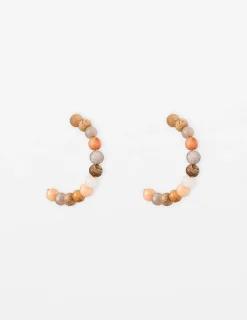 Peach Bead Hoop Earrings