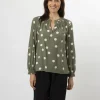 Polly Blouse - Olive Spot