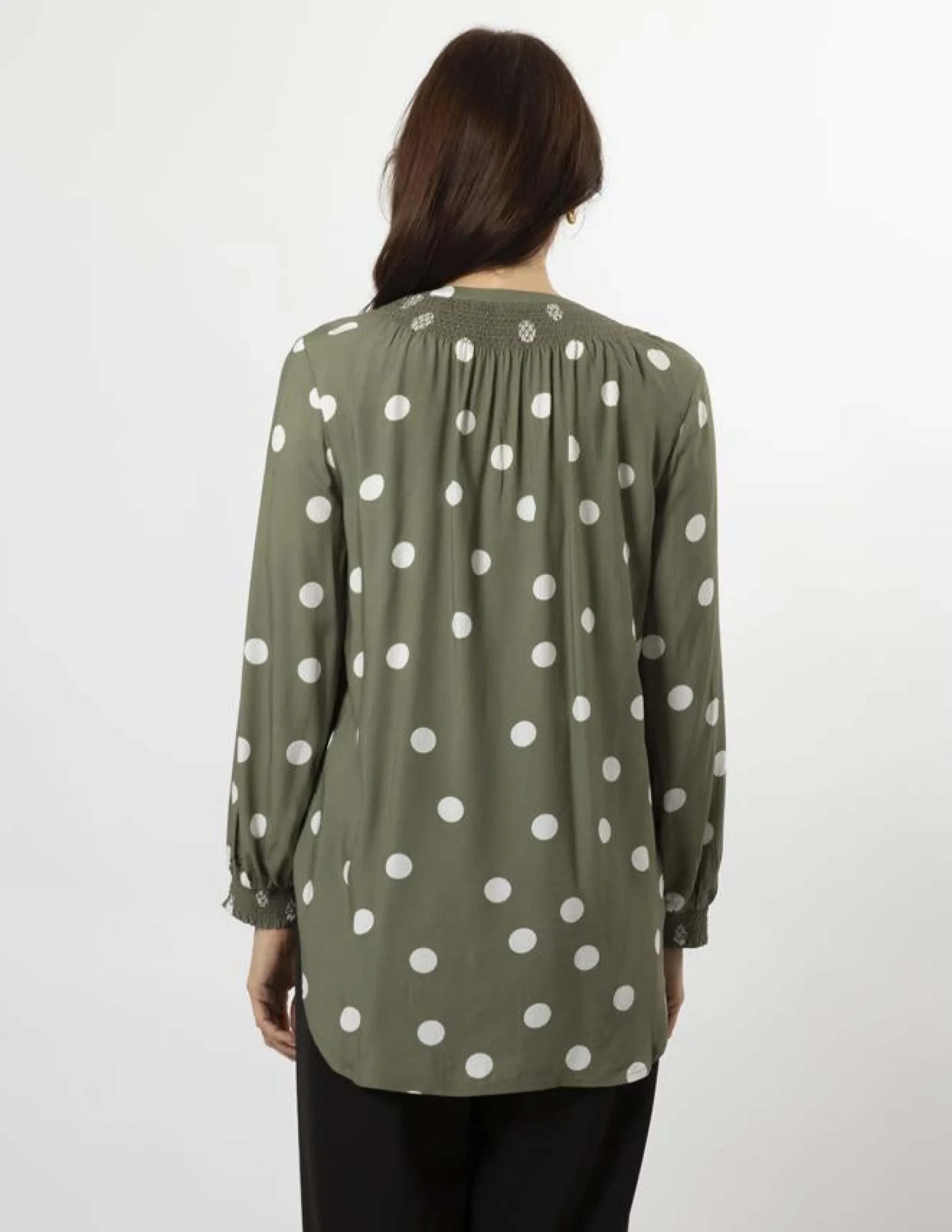 Polly Blouse - Olive Spot