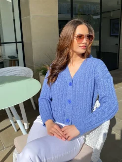 Posey Cardigan - Cobalt Melange