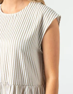 Rania Dress - Mushroom Stripe