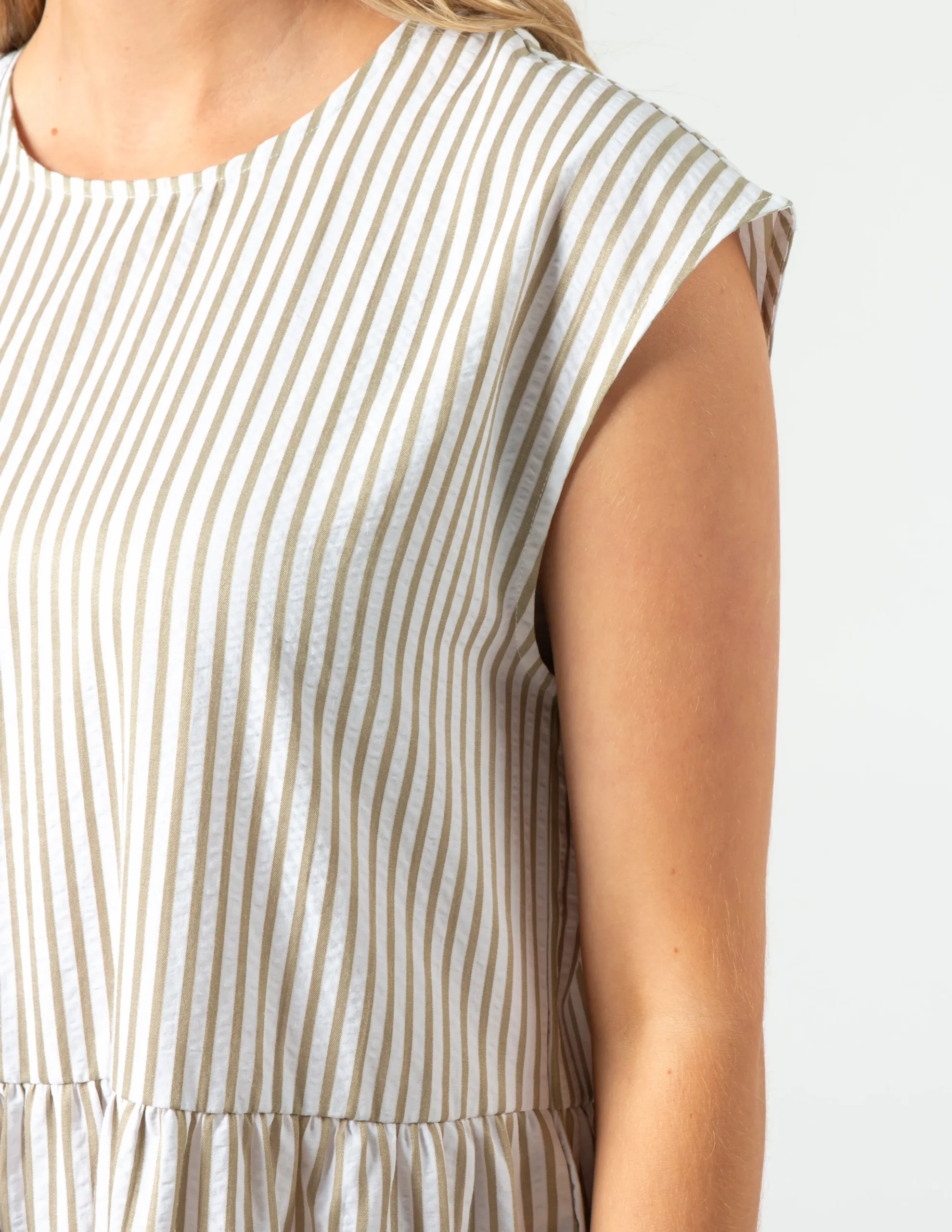 Rania Dress - Mushroom Stripe