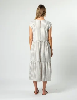 Rania Dress - Mushroom Stripe