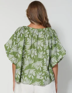 Santorini Blouse - Palm Olive