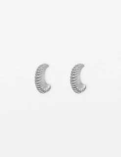 Scallop Hoop Earrings - Silver
