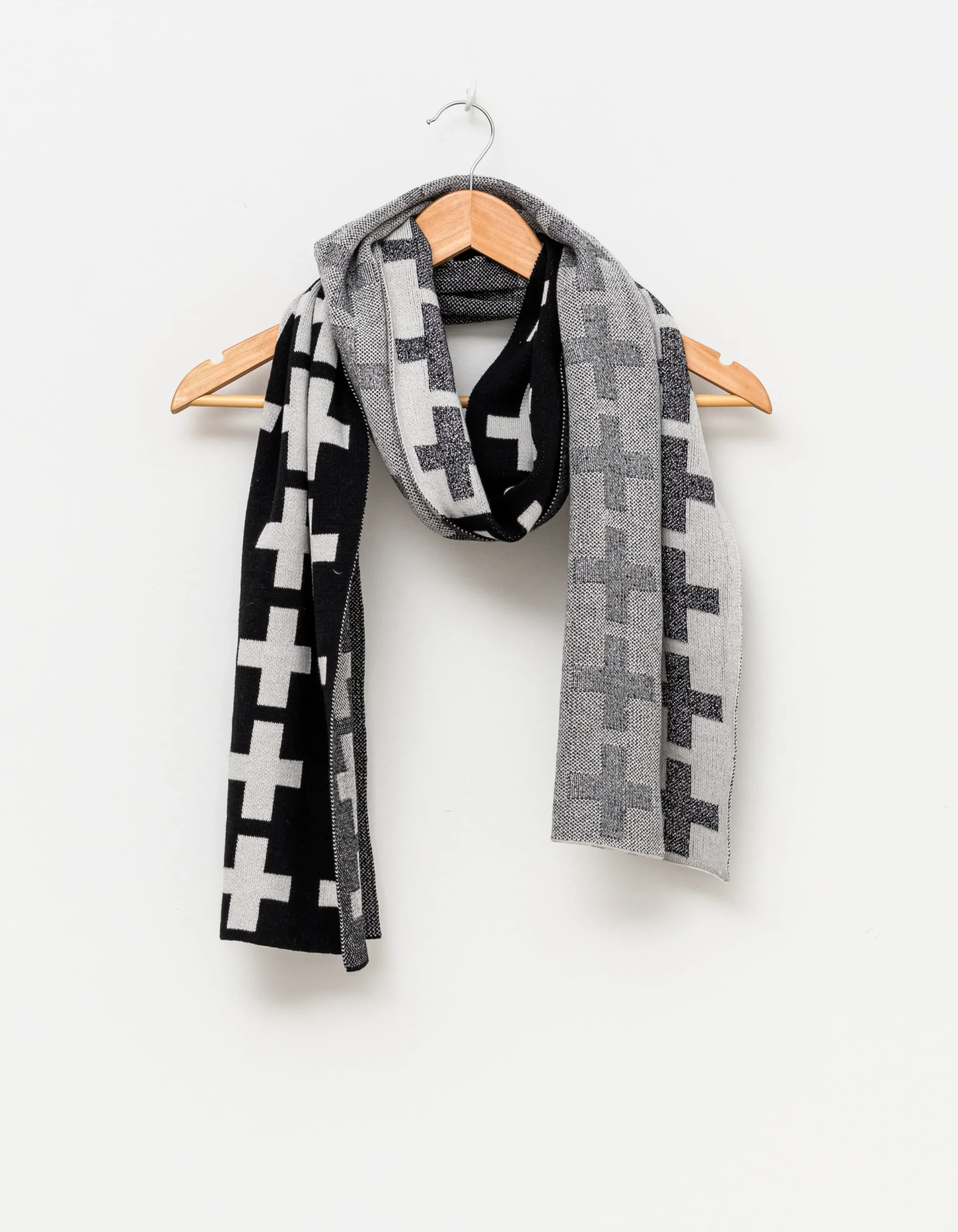 Scarf - Cross Black/Linen
