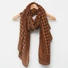 Scarf - Viscose Houndstooth Amber/Brown