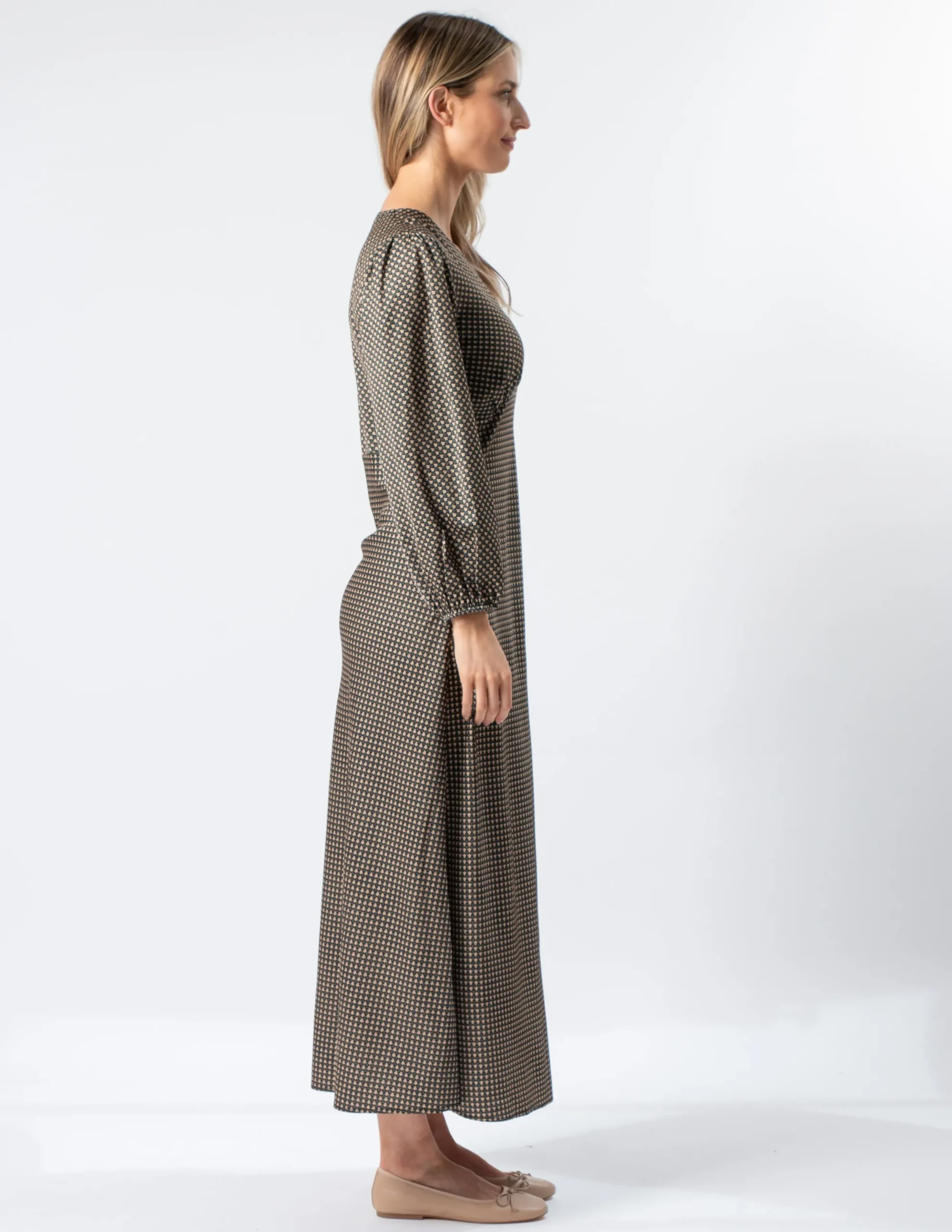 Serene Dress - Safari Houndstooth