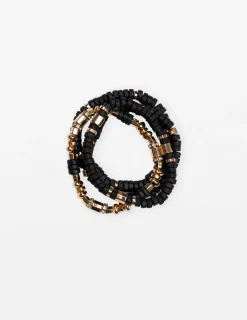Set of 4 Black and Gold Bead Bracelet