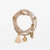Set of 3 Rose Quartz Bead Bracelet