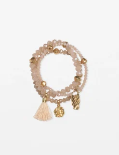 Set of 3 Rose Quartz Bead Bracelet
