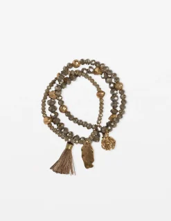 Set of 3 Smoky Quartz Bead Bracelet