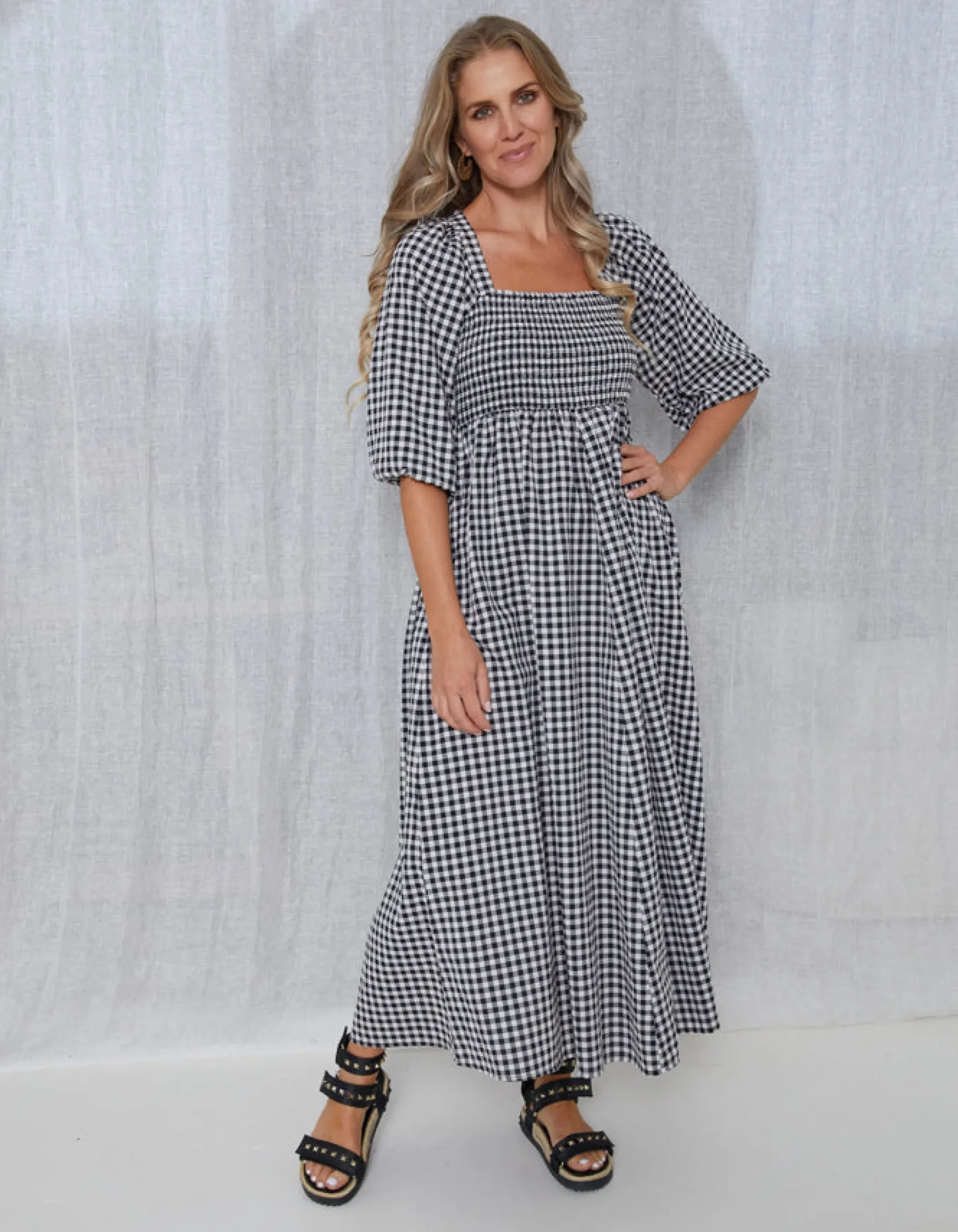 Sherry Dress - Black/White Gingham