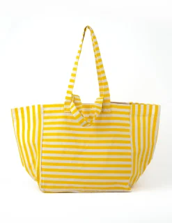 Shopper Bag - Yellow and White Stripe