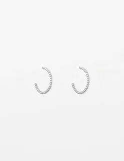 Silver Bead Hoop Earrings