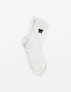 Sock Black Bow - White
