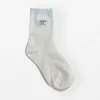 Sock Silver Bows - White