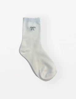 Sock Silver Bows - White