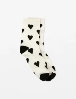 Socks - White with Black Heart